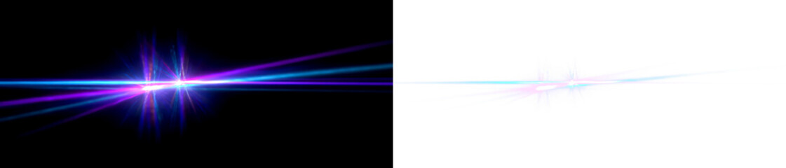Fototapeta premium Bright Colorful Abstract Light Beam Effect Display on Black and Transparent Background, cutout, png