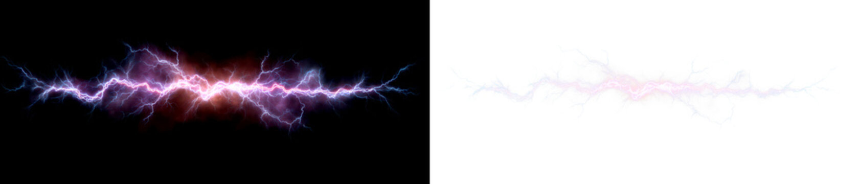 Electric Lightning Bolt Display on Black and Transparent Background, cutout, png