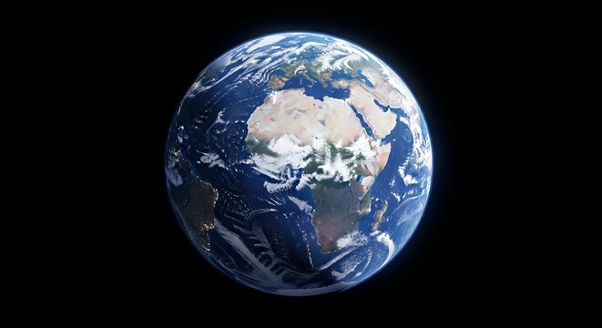 Beautiful planet earth in space against a black background showcasing continents - Powered by Adobe