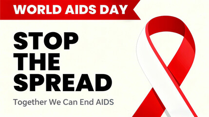 AIDS red ribbons and slogans represent AIDS prevention and control, interruption and solidarity, and are suitable for health promotion and public welfare advocacy.
