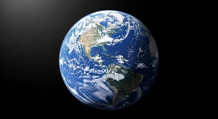 Detailed Globe Illustration showcasing continents and ocean patterns on dark space