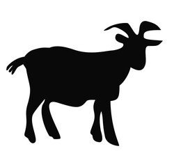 Flat design silhouette vector illustration of a goat. Animals, Eid al-Adha, herbivores.