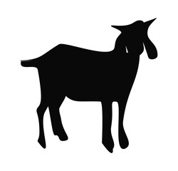Flat design silhouette vector illustration of a goat. Animals, Eid al-Adha, herbivores.