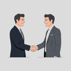 Two businessmen shaking hands in a professional agreement, symbolizing partnership and successful collaboration