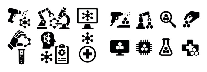 Nanotechnology Icons Grid