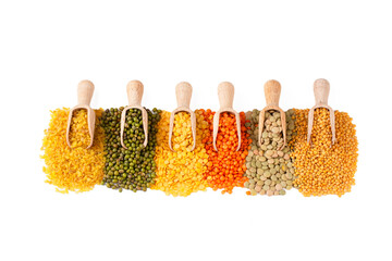 Mixed various spices on the white background