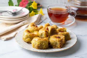 Turkish dessert baklava - Bulbul yuvasi