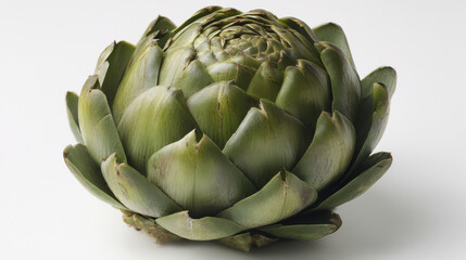 Fototapeta premium Artichoke Bract, Photorealistic food photography of a single, fresh Artichoke bract , on a pure white background with ample.