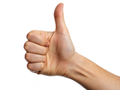A hand giving a thumbs-up gesture against a black background, symbolizing approval, positivity, or encouragement.