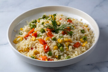Turkish cuisine; vegetable pilaf is also known as spring pilaf. Turkish name; Sebzeli pilav or bahar pilavi