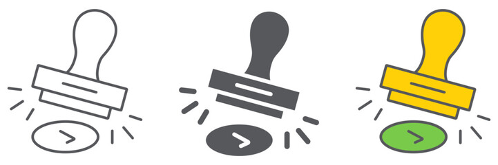 Approval stamp line icon, allow and stamper, rubber stamp sign, vector graphics, a linear pattern on a white background.