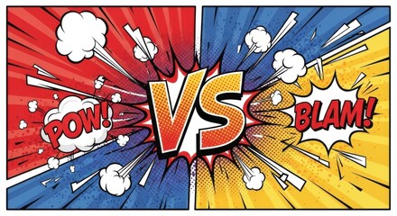 Dynamic comic book style battle concept with radial explosion effect