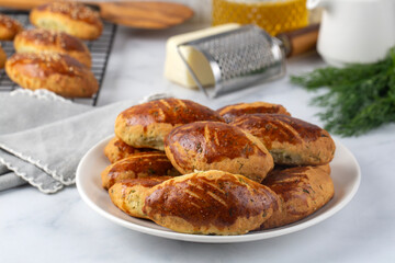 Turkish cuisine; Handmade Cheese Pastry (Turkish name; peynirli pogaca)