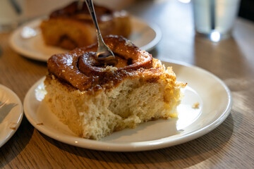Close-up of Cinnamon Roll, American Baked Dessert Cuisine 