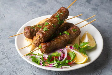 Grilled homemade lula kebab delicious