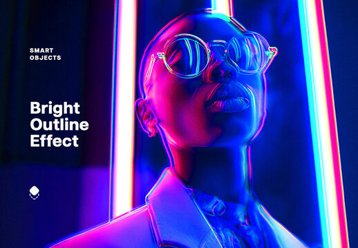 Bright Outline Photo Effect Mockup