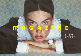 Magazine Halftone Photo Effect Mockup