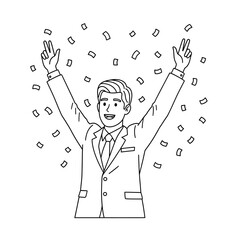 Celebrating Success A Businessman's Triumph Under a Shower of Confetti