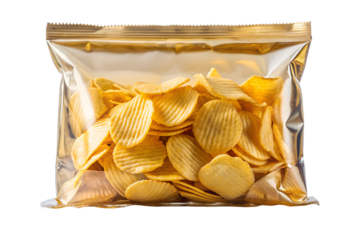 Golden Foil Bag of Ridged Potato Chips with Transparent Front