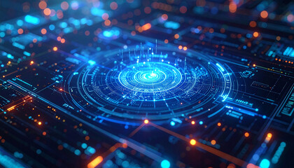 Digital Circuitry: A mesmerizing display of digital circuitry. the intricate circuits and glowing lights, offering a glimpse into the future of technology.