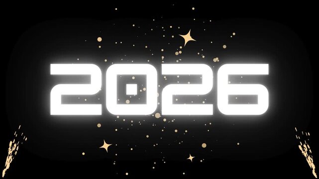 Bright 2026 new year celebration animation with gold sparks
