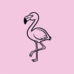 Pink flamingo standing gracefully on one leg against a soft pink background, ideal for tropical themes © Art