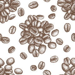 Coffee beans seamless pattern.
