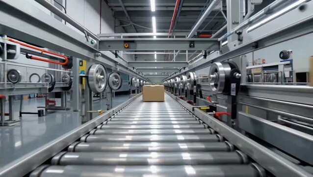 Package Box moving On Conveyor belt
