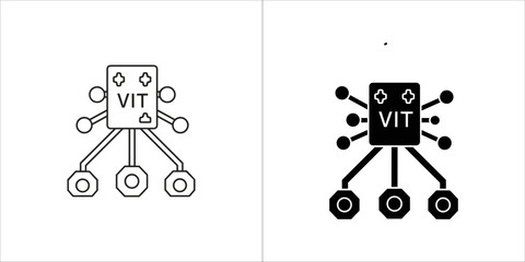 Abstract diagram with vit label, outline and filled versions
