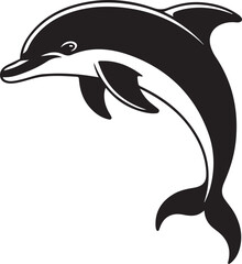 Obraz premium Dolphin vector silhouette gracefully leaping from the water in a minimalist black and white design