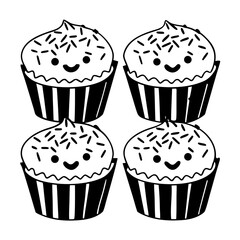 set of cupcakes isolated