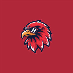 Cool Red Eagle Head Mascot with Sunglasses.