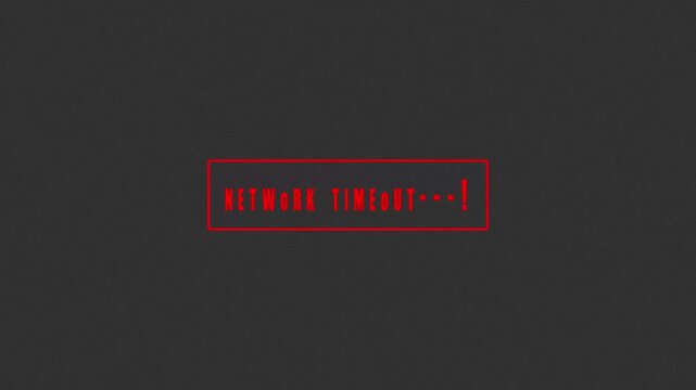 Red Text Network Timeout Message Inside a Red Rectangle on a Dark Textured Background. High-tech network timeout message inside red rectangle on textured dark background, modern error interface.