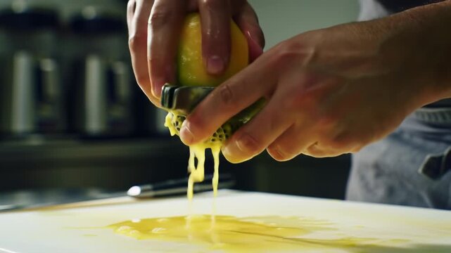 Lemon Squeezing Delight: Fresh Citrus Juice Extraction in Culinary Preparation Close-up Video