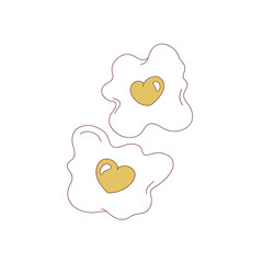 Heart Shaped Egg Yolk Clipart, Cute Yummy Valentines Day Breakfast Food Illustration for T-Shirt Design, Scrapbooking and Stickers