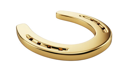 Shiny golden horseshoe isolated on transparent background for good luck and equestrian themes
