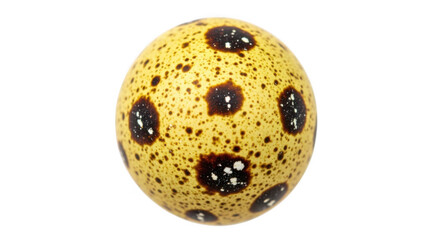 A single speckled quail egg with dark brown spots isolated on transparent background