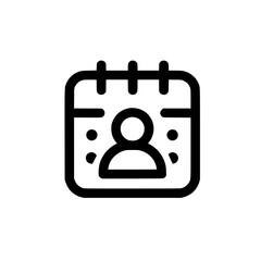 Calendar icon with user profile symbol representing personal schedule and individual event planning concept