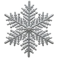 Sparkling silver glitter snowflake decoration for winter holiday and christmas design