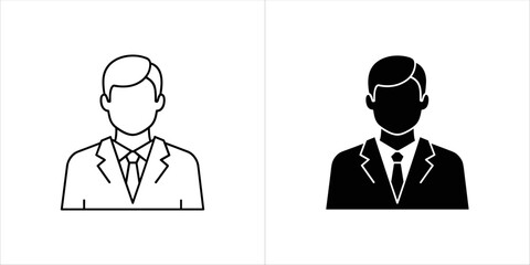 Silhouette icons of a man in a suit