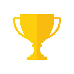 Golden trophy isolated on white background, a symbol of victory and achievement