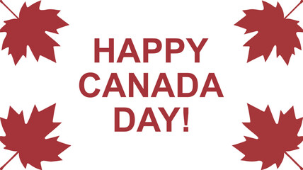 Happy canada day celebration with red maple leaves and festive text