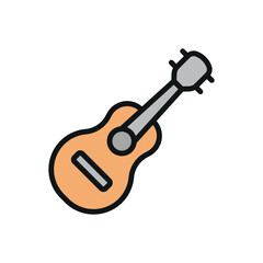 Guitar icon for colorful performance and melody illustrations.