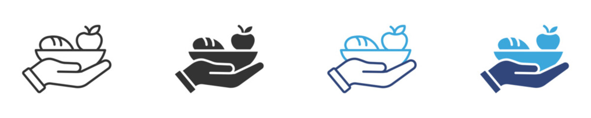 Food donation icon set, vector illustration . 