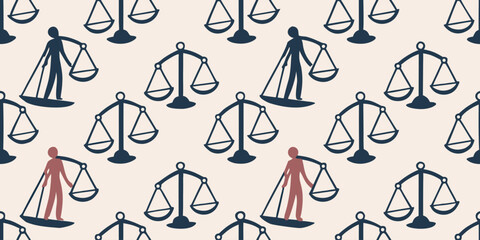 Human Pictogram Seamless Pattern with Balance and Movement Design