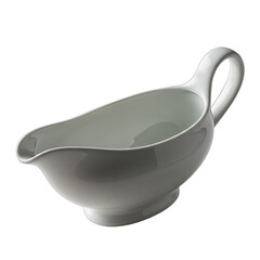 Elegant white ceramic gravy boat for serving sauces, Thanksgiving, Christmas dinner, or everyday dining. Perfect for culinary presentations and restaurant settings,