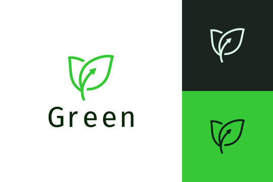 Modern eco-friendly leaf logo design for green business, sustainable brand identity and environmental initiatives