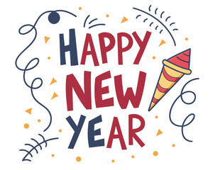 happy new year 2026 greeting card design isolated on white background