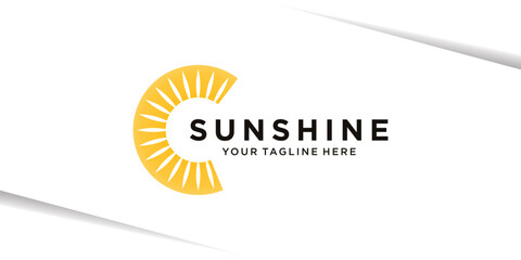Sun logo design with gold color