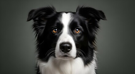 Charming border collie portrait with expressive eyes, a loyal pet friend perfect for heartwarming projects and animal-themed designs, showcasing canine beauty and intelligence